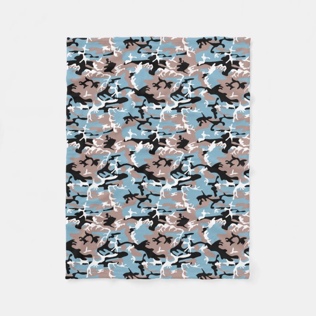 Couverture Polaire Motif Camo - Rouge gris Bleu Bleu Bleu Noir (Devant)