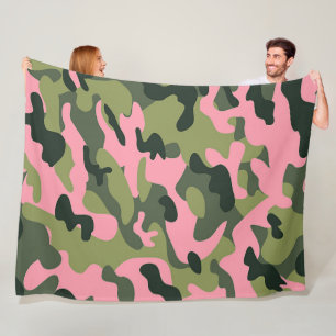 Couverture Polaire Motif camouflage de l'armée rose vert Country