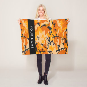 Couverture Polaire Motif camouflage orange Personnalisez votre nom
