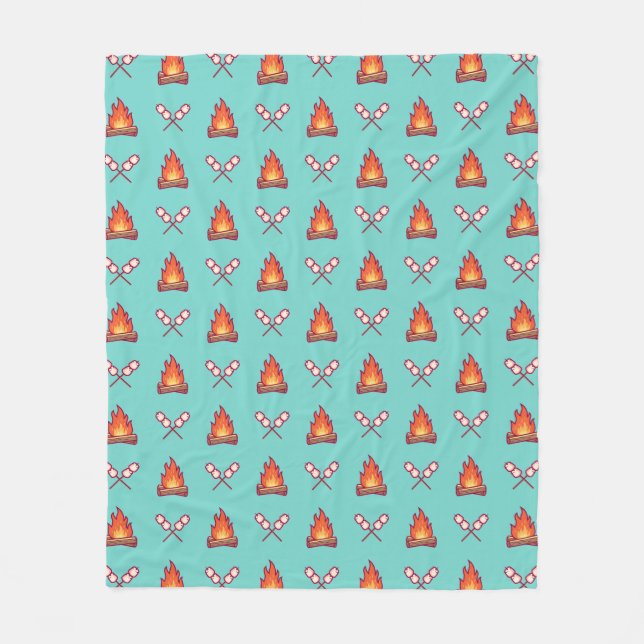 Couverture Polaire Motif Campfire et Marshmallow (Devant)