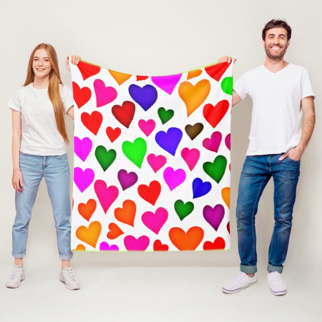 Couverture Polaire Motif cardiaque multicouleur dynamique (En situation)
