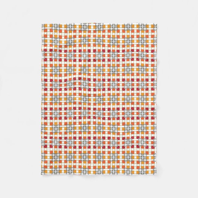 Couverture Polaire Motif carré moderne géométrique rouge ambre (Devant)