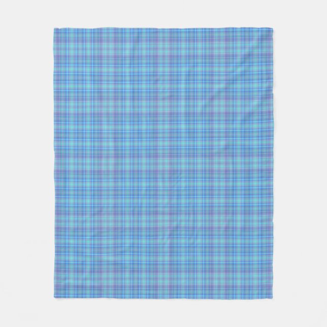 Couverture Polaire Motif carreaux bleu pastel (Devant)