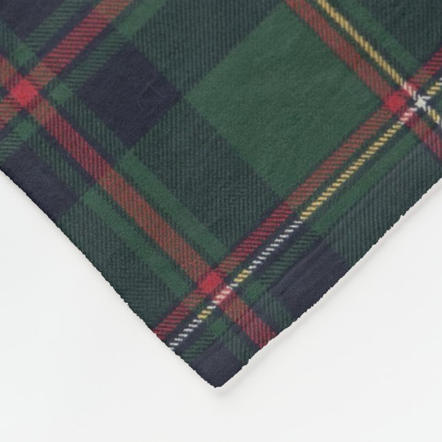 Couverture Polaire Motif carreaux classique bleu foncé rouge vert (Coin)