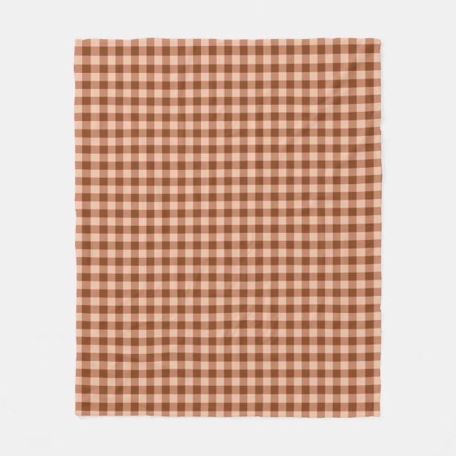 Couverture Polaire Motif carreaux marron Gingham rustique simple (Devant)