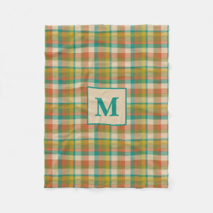 Couverture Polaire Motif carreaux rétro dans des couleurs vintage ave
