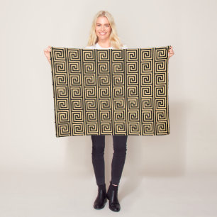 Couverture Polaire Motif Carrés Clé Méandre Grec Marron