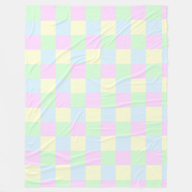 Couverture Polaire Motif Carrés Pastel (Devant)
