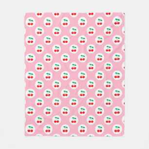 Couverture Polaire Motif Cerise – Cadeau & Décoration Rétro aux Fruit