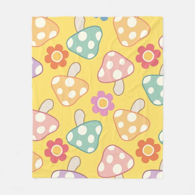Couverture Polaire Motif Champignon & Floral (Devant)