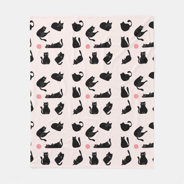 Couverture Polaire Motif Chats Noirs (Devant)