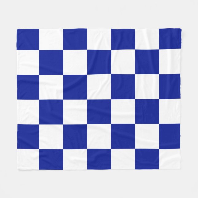 Couverture Polaire Motif Checkered de bleu et blanc royal (Devant (Horizontal))