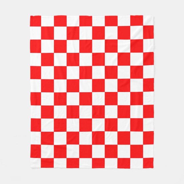 Couverture Polaire Motif chèque À damiers blanc rouge (Devant)