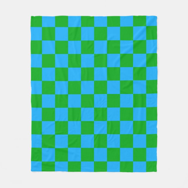 Couverture Polaire Motif chèque À damiers bleu vert (Devant)
