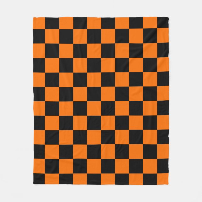 Couverture Polaire Motif chèque À damiers orange noir (Devant)