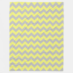 Couverture Polaire Motif Chevron jaune pâle gris