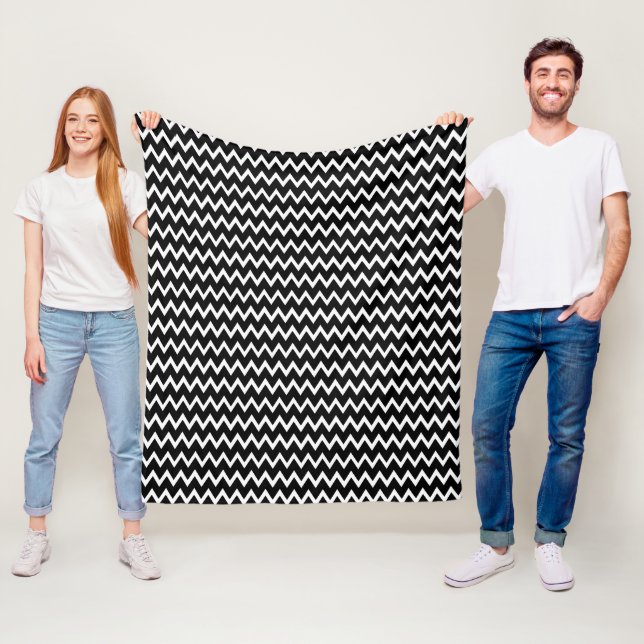 Couverture Polaire Motif Chevron noir et blanc tendance (En situation)