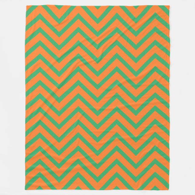 Couverture Polaire Motif Chevron Orange Et Vert (Devant)