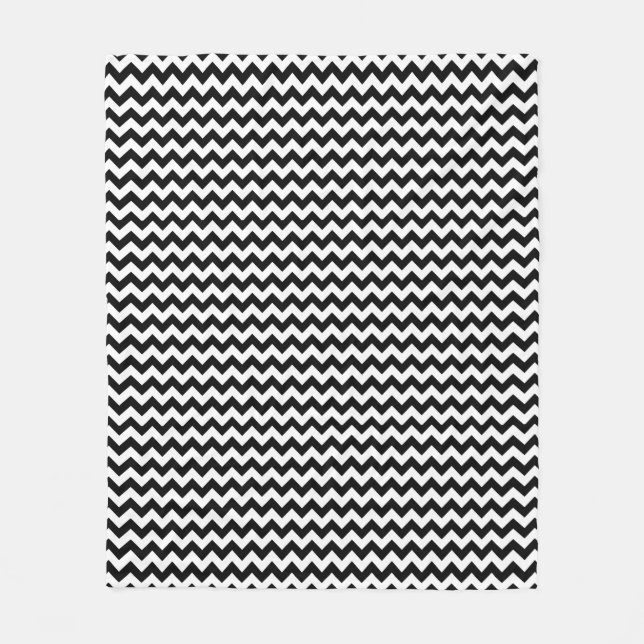 Couverture Polaire Motif Chevron Rayures Noir et Blanc (Devant)