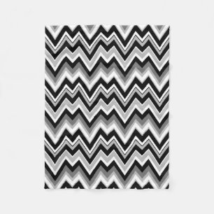 Couverture Polaire Motif Chevron Zigzag noir blanc et gris