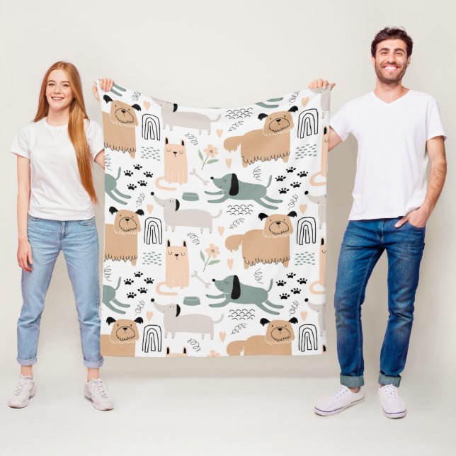 Couverture Polaire Motif chien mou (En situation)