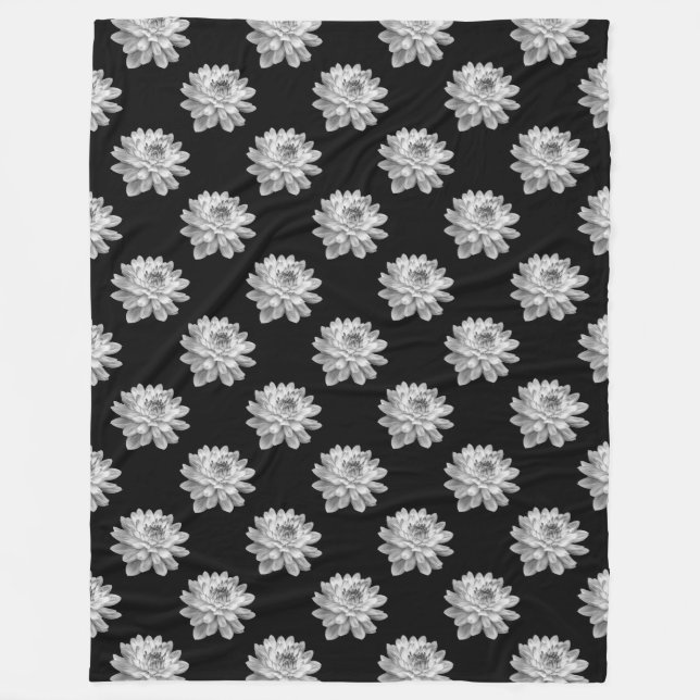 Couverture Polaire Motif Chrysanthemum - Noir monochrome (Devant)