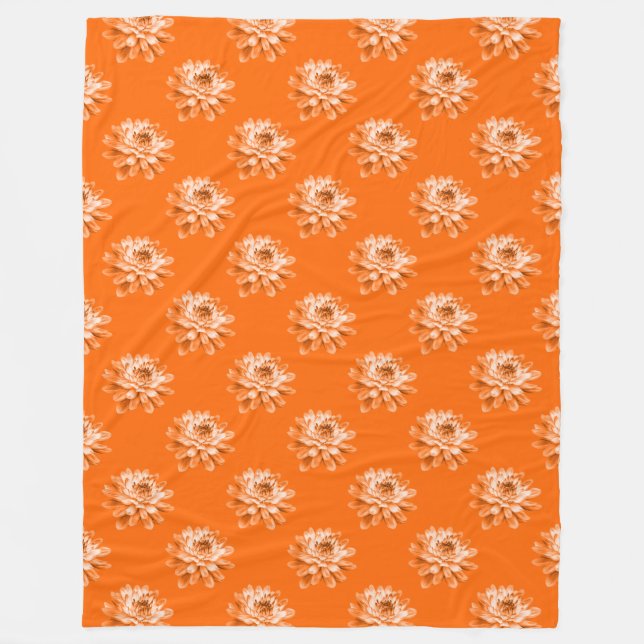 Couverture Polaire Motif Chrysanthemum - Orange (Devant)