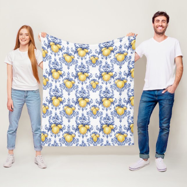 Couverture Polaire Motif Citron Méditerranéen  (En situation)