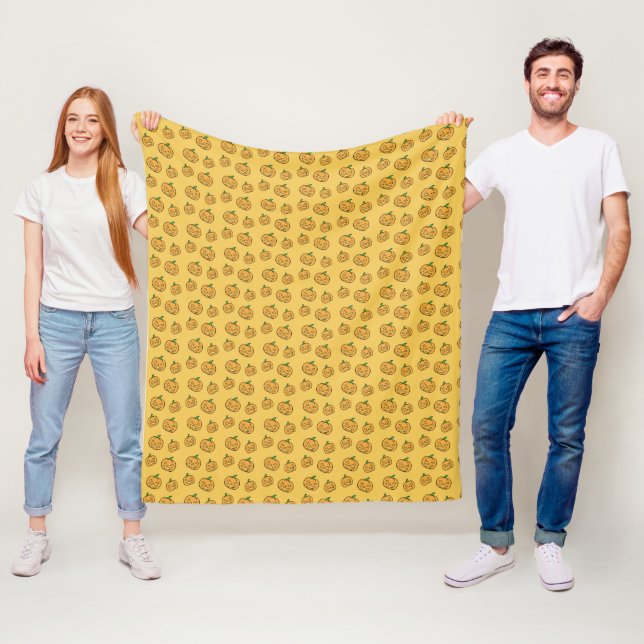 Couverture Polaire motif citrouille (En situation)
