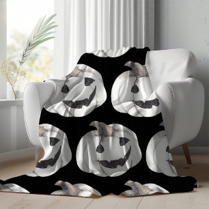 Couverture Polaire Motif Citrouille éffrayant   Bonne Halloween