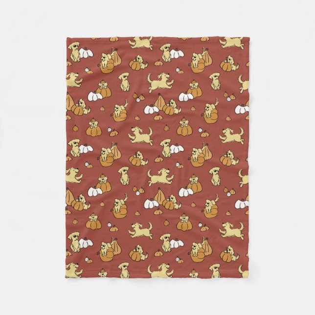 Couverture Polaire Motif Citrouille Golden Retriever (Devant)