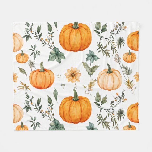 Couverture Polaire Motif Citrouille rustique (Devant (Horizontal))