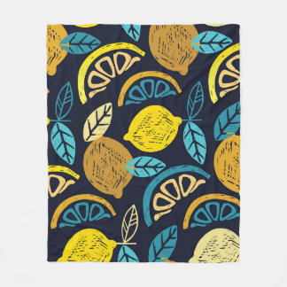 Couverture Polaire Motif Citrus Lemon Doodle Arrière - plan