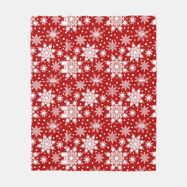 Couverture Polaire Motif classique de Noël Red & White Snowflake (Devant)
