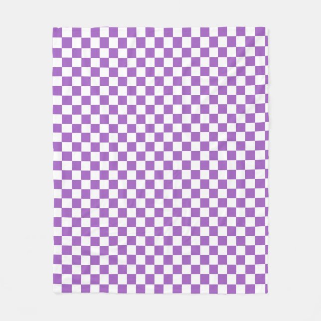 Couverture Polaire Motif classique violet et blanc À damiers (Devant)