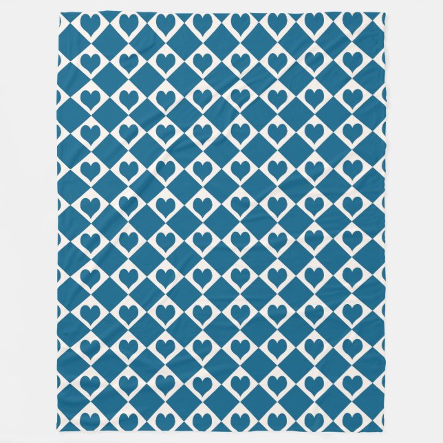 Couverture Polaire Motif Coeur bleu blanc (Devant)