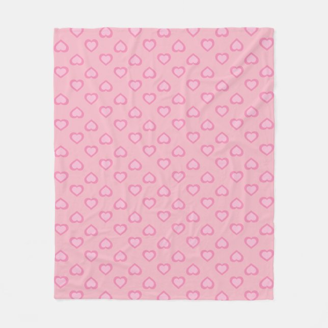 Couverture Polaire Motif Coeurs roses (Devant)