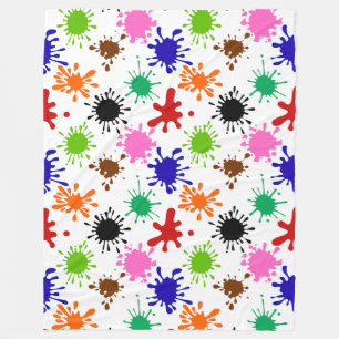 Couverture Polaire Motif coloré de peinture en blanc
