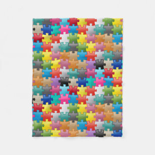 Couverture Polaire Motif coloré de puzzle