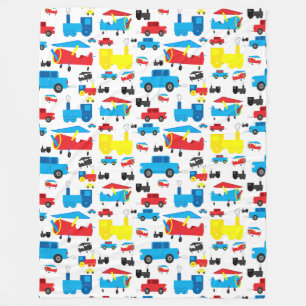 Couverture Polaire Motif coloré mignon d'avions, de trains et de