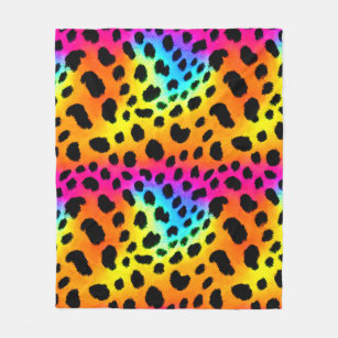 Couverture Polaire Motif coloré Rainbow Cheetah sans couture