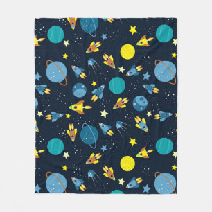 Couverture Polaire Motif coloré sur le thème de l'espace
