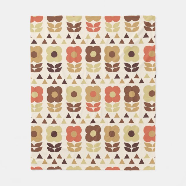 Couverture Polaire Motif continu fleurs rétro (Devant)