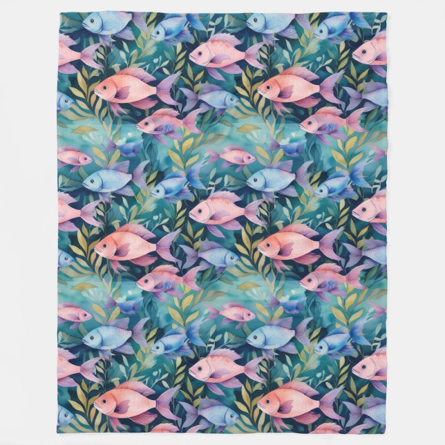 Couverture Polaire Motif cool d'aquarelle animale - Poisson 3 (Devant)