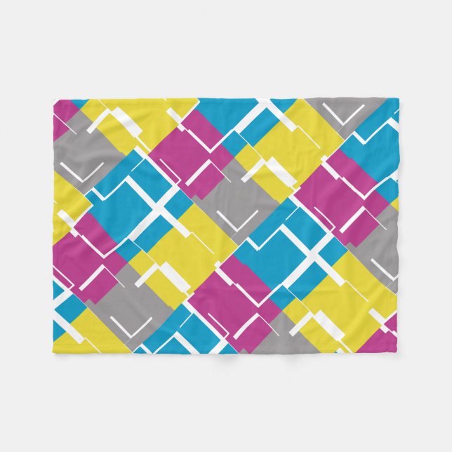 Couverture Polaire Motif cool violet bleu jaune gris (Devant (Horizontal))