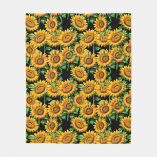 Couverture Polaire Motif Cottagecore à fleurs de tournesol