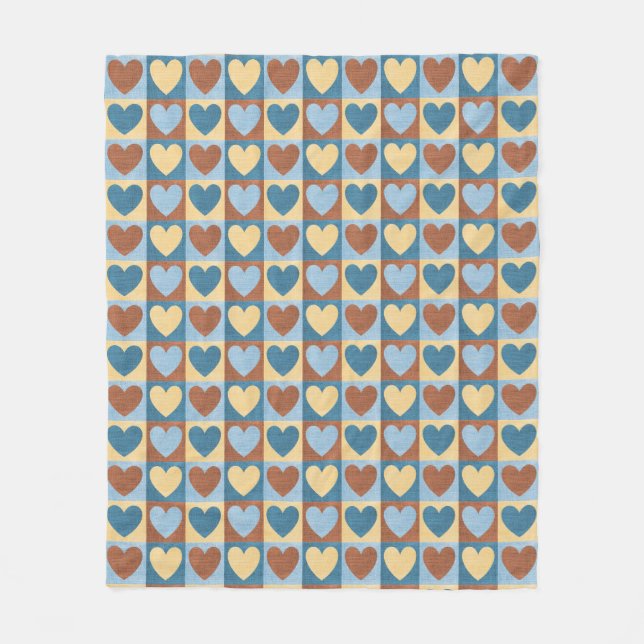 Couverture Polaire Motif Country Chic Hearts (Devant)