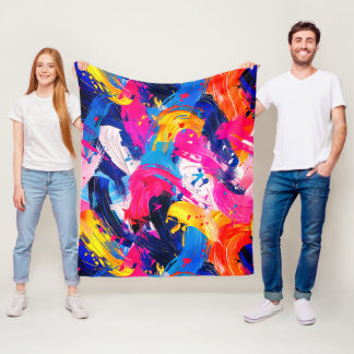 Couverture Polaire motif coups de pinceaux