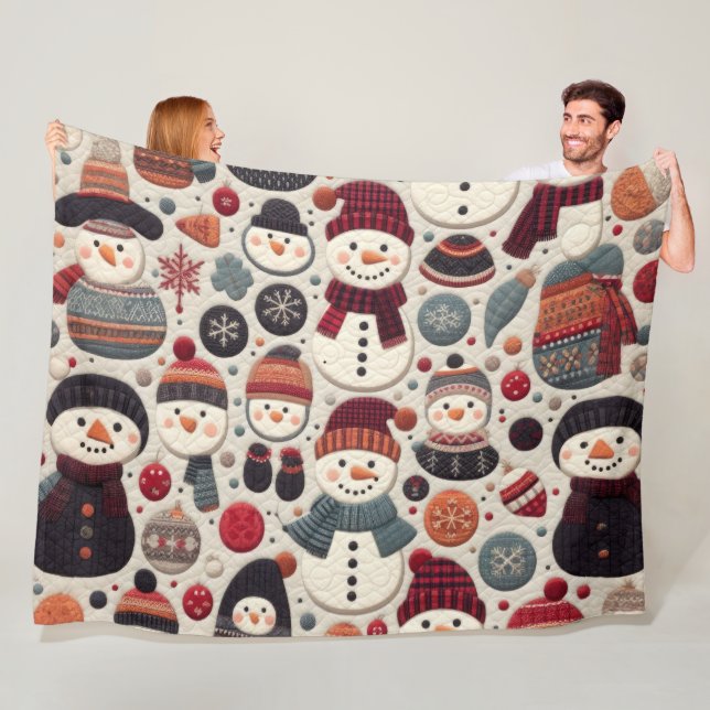 Couverture Polaire Motif courbé des Snowmen (En situation)