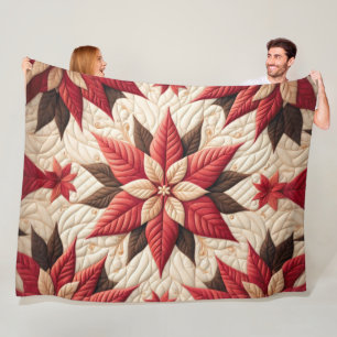 Couverture Polaire Motif courbé Poinsettia rouge